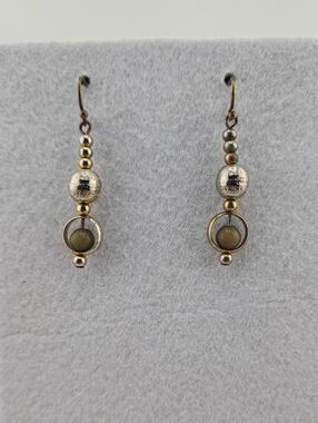 Gold-Tone Beaded Drop Earrings with Olive Bead